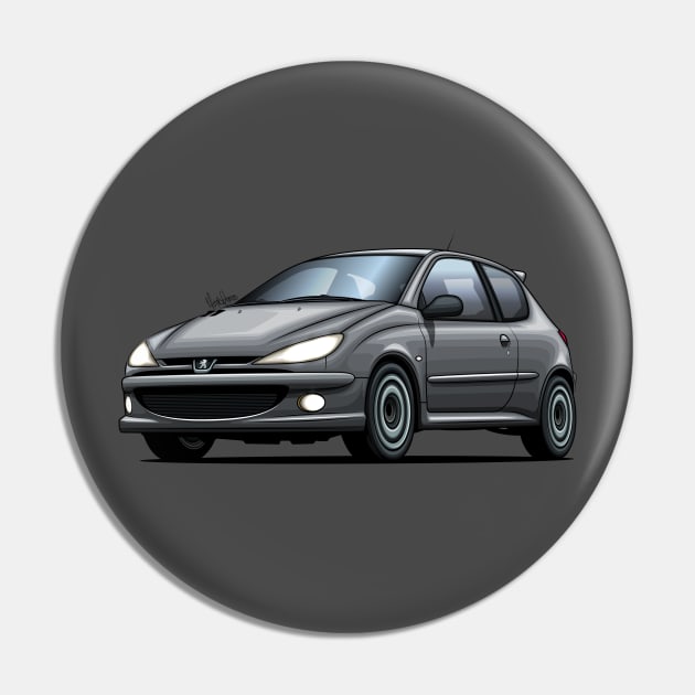 Peugeot 206 RC - Gray Pin by Mario Ramos Rally Art