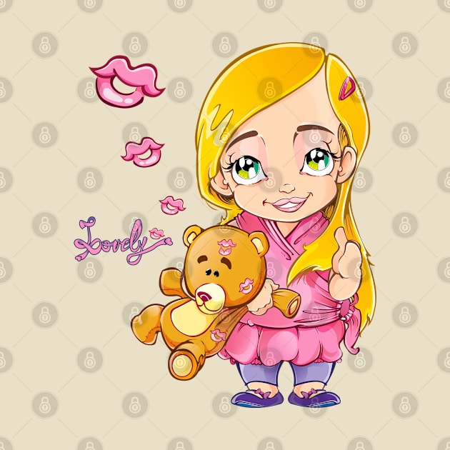 Pink Princess Girl with Teddy Bear | Lovely by Los Bello's