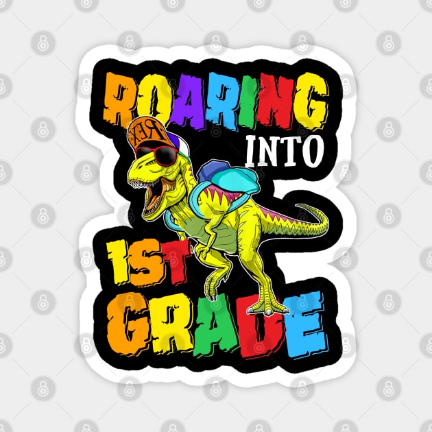 Roaring Into 1st Grade Dinosaur Back To School Magnet by bunnierosoff21835