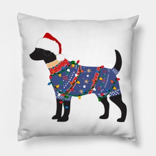Black Lab Ugly Christmas Sweater Pillow