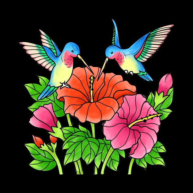 Hummingbird Couple Flowers Women Girls Hummingbirds by samshirts