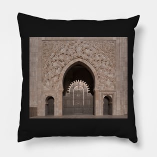 Door or gate of Hassan II Mosque in Casablanca, Morocco Pillow