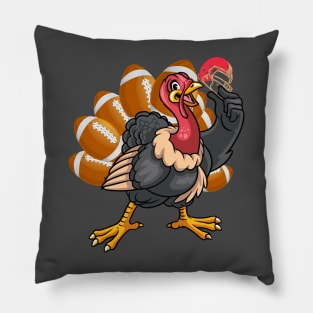 Cool Football Player Gift Gobble Thanksgiving Turkey Pillow