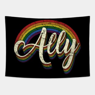 Vintage Ally LGBT Pride raibow Tapestry