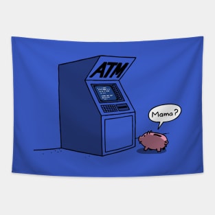 Funny Cute Piggy Bank ATM Money Original Cartoon Tapestry