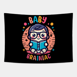 Baby Brainiac | Cute Baby genius reading a book | Newborn baby gift ideas Tapestry