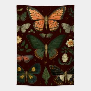 Mystical butterflies among flowers Tapestry