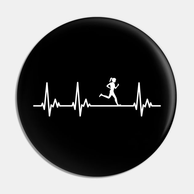 Female Runner My Heart Beats for Running Pin by samshirts