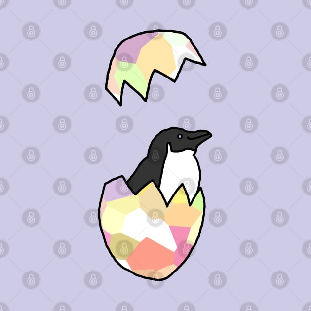 Little Penguin Popping out of her Funny Easter Egg by ellenhenryart