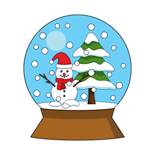 Snow Globe with Snowman and Pine Tree T-Shirt