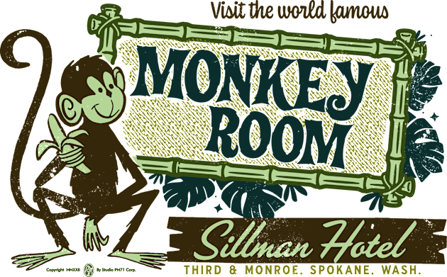 World Famous Monkey Room Vintage Spokane Washington Kids T-Shirt by StudioPM71