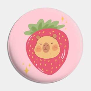 Capybara strawberry Pin