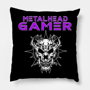 Metalhead Gamer Demon Skull Purple Pillow