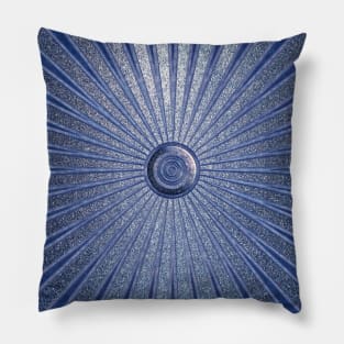 Blue glittery sparkles vintage sun rays retro Pillow