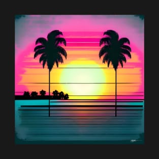 Retro 80s Summer Sun 55 T-Shirt