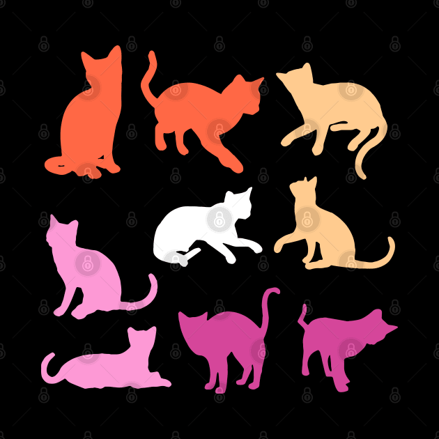 Cats in Lesbian Pride Flag Colors by For Lesbians, By Lesbians