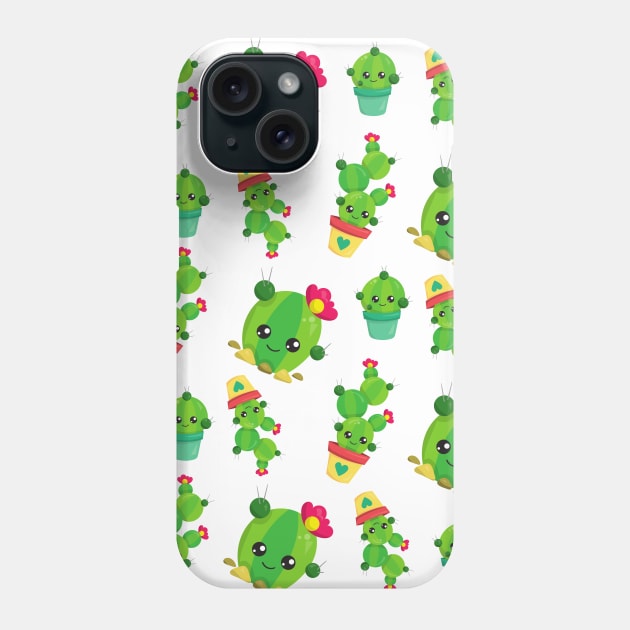 Cute Cactus, Green Cactus, Cactus Pattern Phone Case by Jelena Dunčević