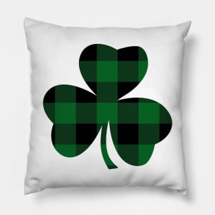 St. Patrick's Day Buffalo Green Plaid Lucky Shamrock Pillow