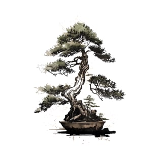 Bonsai Tree Japanese art Sumi-e painting T-Shirt