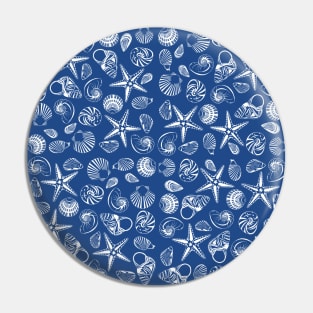 Navy blue seashell pattern Pin