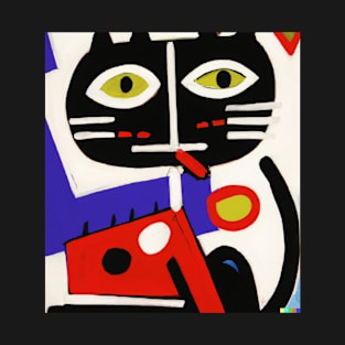Cubism Style Abstract Cute Cat Named Kitty Fine Art Painting 11 T-Shirt