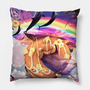 Rainbow Dolphin - Donut With Spirit Tiger Pillow