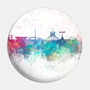 Brasilia skyline in watercolor Pin