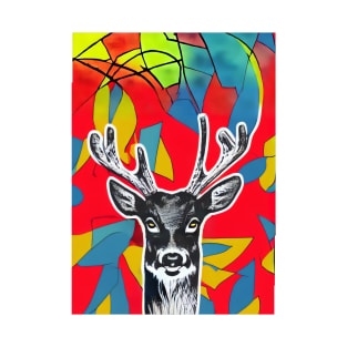 Realistic Deer in the Abstraction Forest T-Shirt