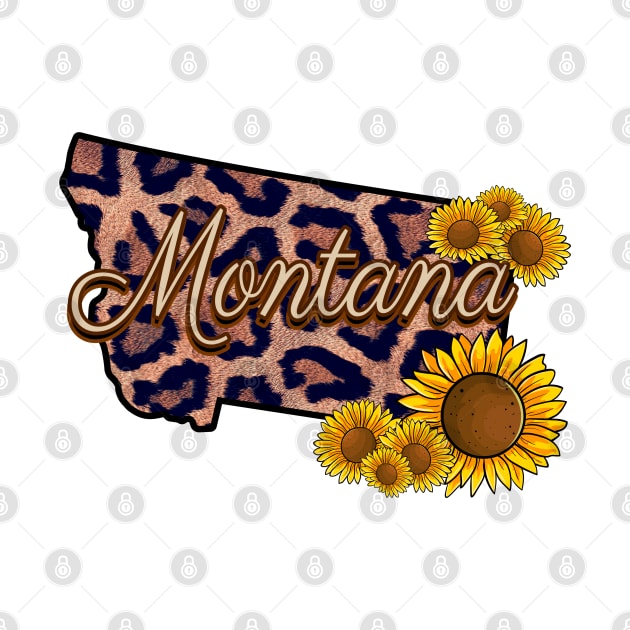 Montana State Leopard Print Sunflower Pride by LisaLiza