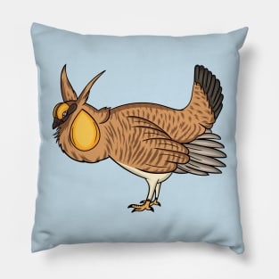 Greater prairie chicken cartoon illustration Pillow