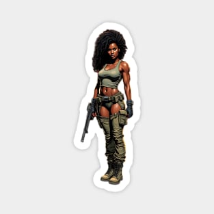 Black Woman with Gun Magnet