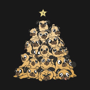 Cute Pug Christmas Tree Xmas Pajama Santa T-Shirt