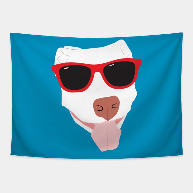 White Dog in Sunglasses Tapestry by Rvgill22