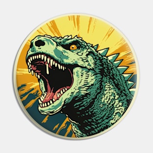 godzilla roars in logo japanese style Pin