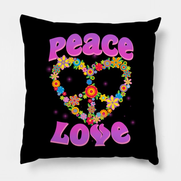 PEACE SIGN LOVE 60s 70s Tie Dye Hippie Halloween Costume Pillow by nikolay