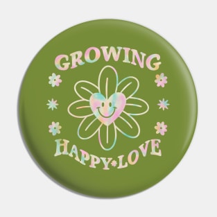 Flower Heart Retro 70s Tie Dye Rainbow Happy Love Pin