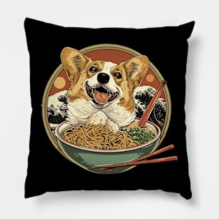 Corgi with Asian Ramen Noodles Pillow