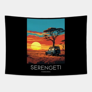 A Pop Art Travel Print of the Serengeti National Park - Tanzania Tapestry