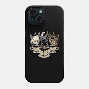 Witchy Evil Cat Familiars Drinking Coffee Phone Case