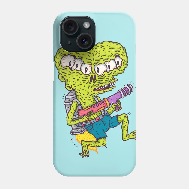 Six-Eyed Alien Rocketeer Phone Case by hex