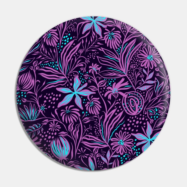 Cool Pattern Neck Gator Purple and Aqua Floral Pattern Pin by DANPUBLIC