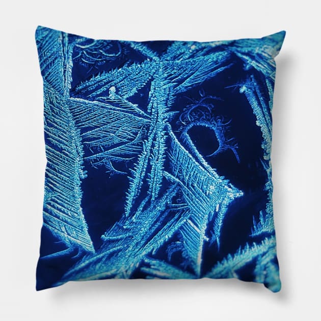 Ice Crystals Winter Pillow by Haministic Harmony