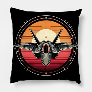 F22 Raptor Fighter Jet Sunset Pillow