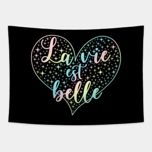 La vie est belle heart Tapestry