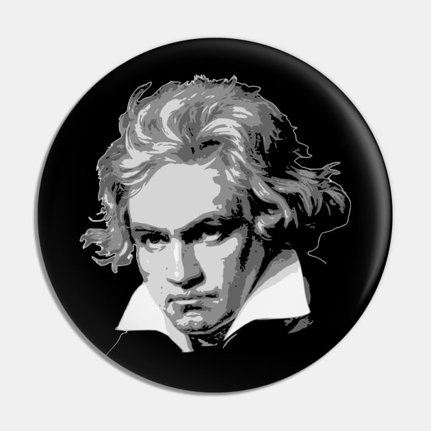 Beethoven Black and White Pin by Nerd_art