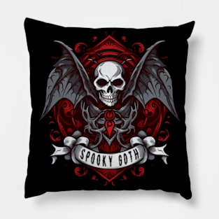 Spooky Goth, skull with wings Gothic style Pillow