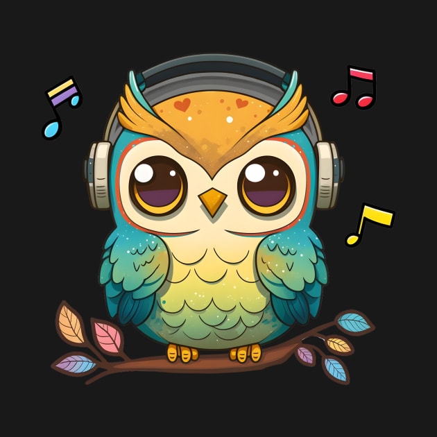 Musical Owl Perched on a Colorful Tree by Anicue