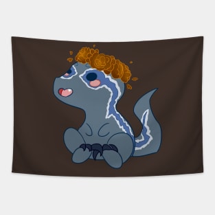 Autumn Chibi Blue Raptor Tapestry