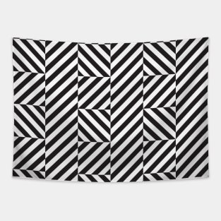 Op art pattern, black and white diagonal lines Tapestry