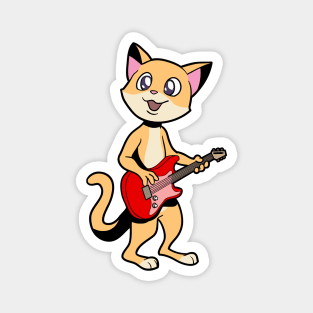 Comic cat playing electric guitar Magnet